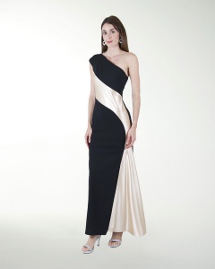 VESTIDO CL COMBINADO DE UN HOMBRO