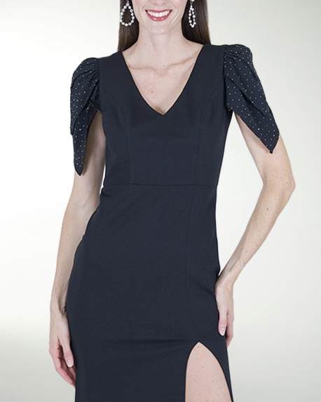 VESTIDO CL CON MANGAS Y BRILLO